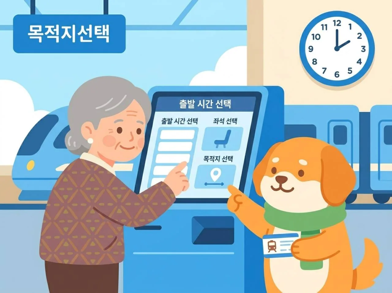 든든기차에서 기차표 예매을 연습하는 장면