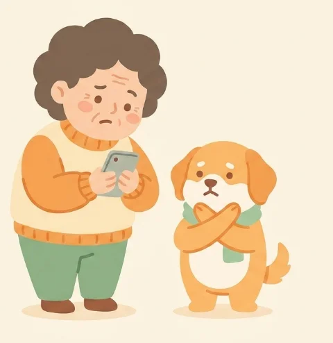 수상한 문자 메시지를 확인하는 생활안전 그림