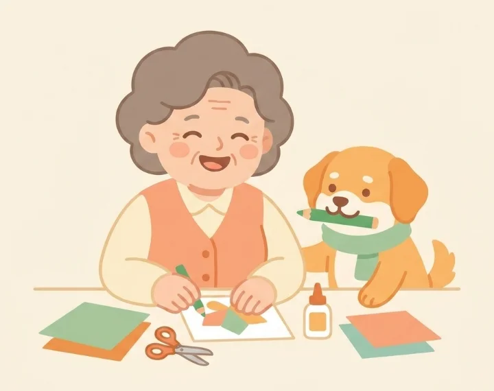 사진을 골라 달력을 만드는 장면