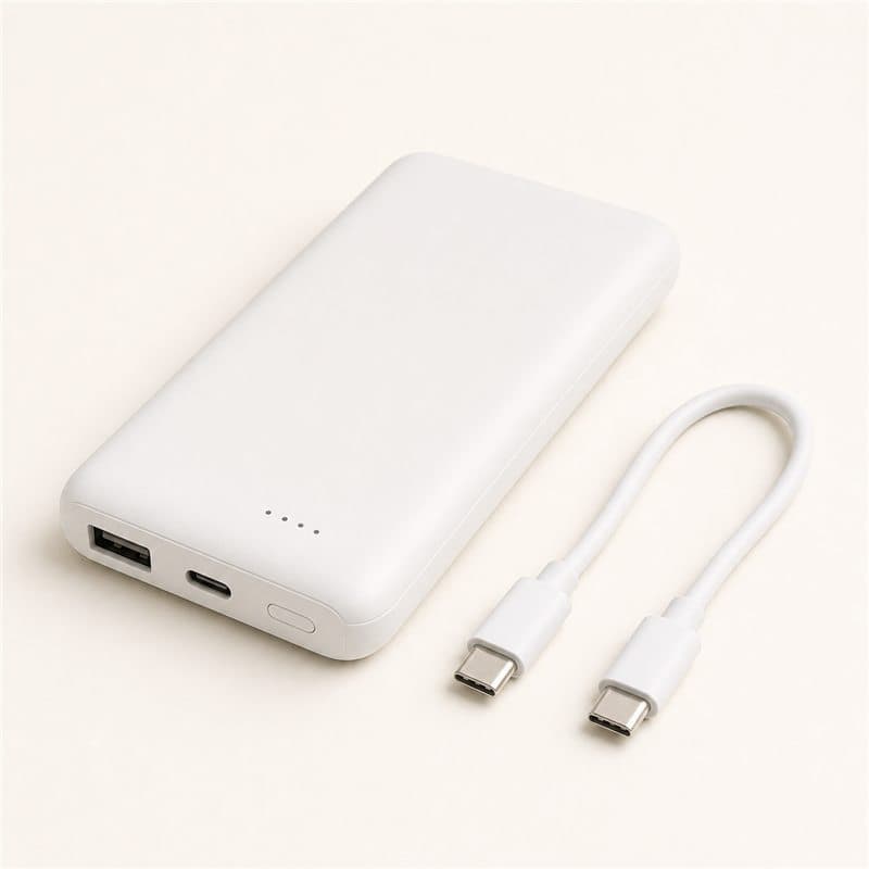 흰색 10000mAh 휴대용 보조배터리 연습용 예시 사진